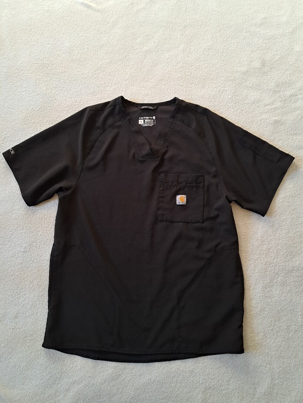 Carhartt Force Scrubs Top Mens Small Black Short Sleeve Work Shirt Unisex Nurse